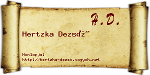 Hertzka Dezső névjegykártya